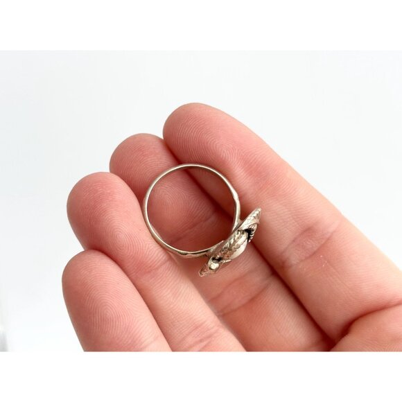 Navajo Mother of Pearl Inlay Leaf 925 Sterling Silver Vintage Ring - sz 7.25 - Picture 9 of 14